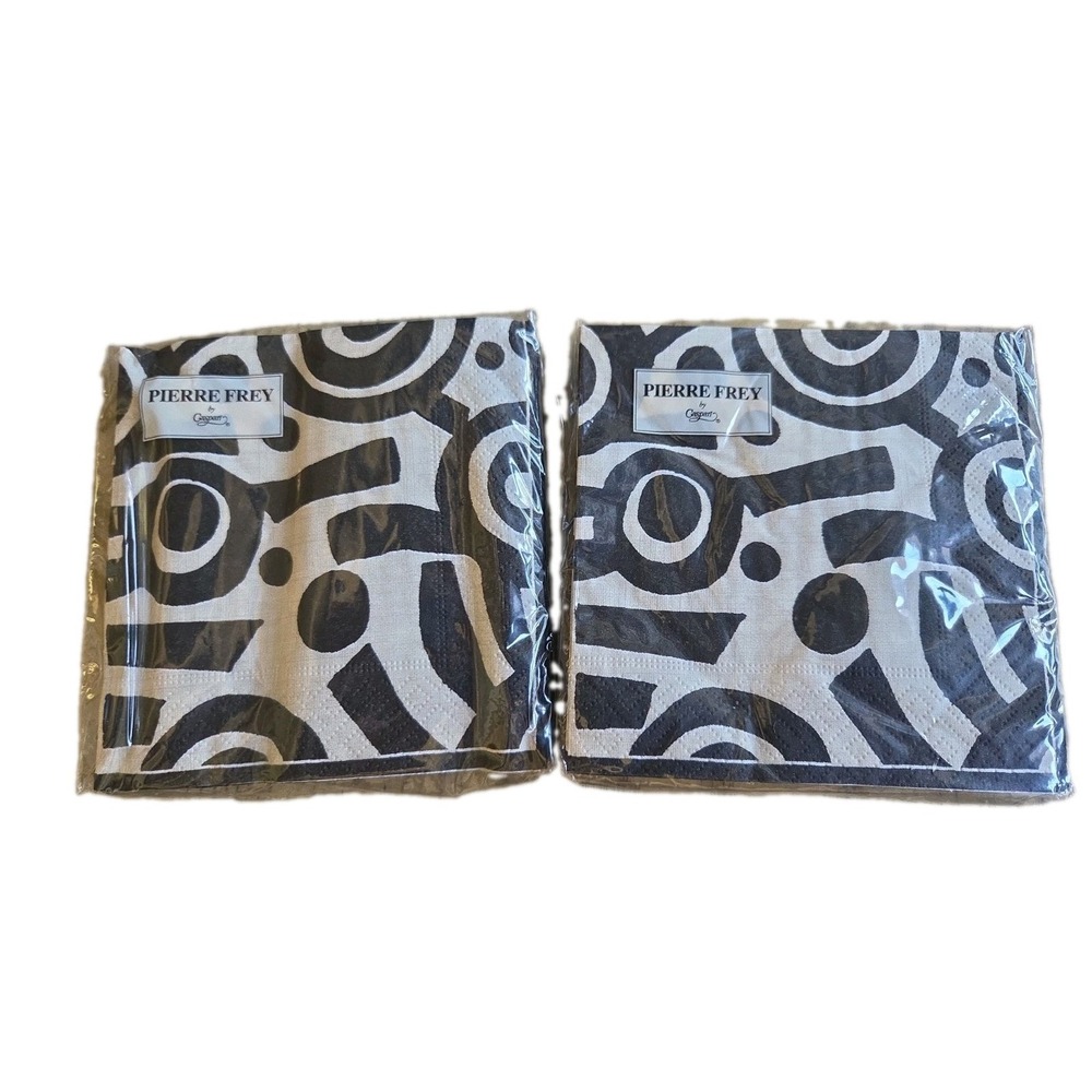 PIERRE FREY BY CASPARI Paper Napkins Black Sakura Lot of 2 Packs Cocktail NEW
